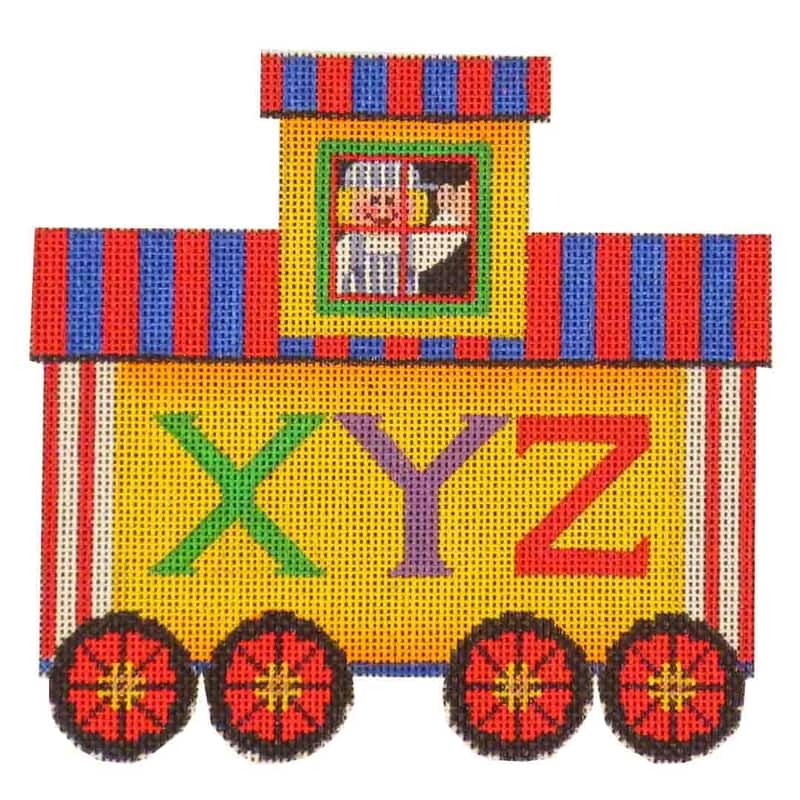 Hand Painted Needlepoint Trains